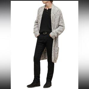 NWT John Varvatos Audubon Shawl Collar Longline Cardigan Size M in Griffin Grey